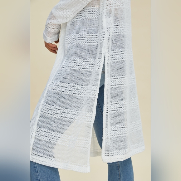 Double Take Full Size Open Front Longline Cardigan - Picture 2 of 11